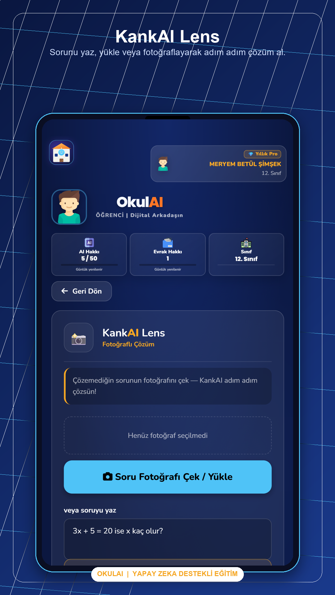 OkulAI akıllı kamera ekranı