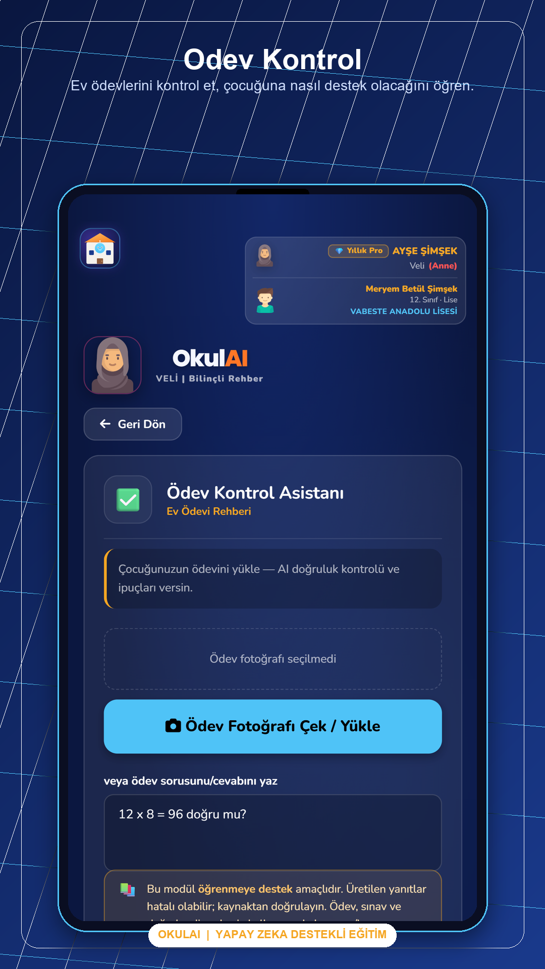 OkulAI veli ödev takibi